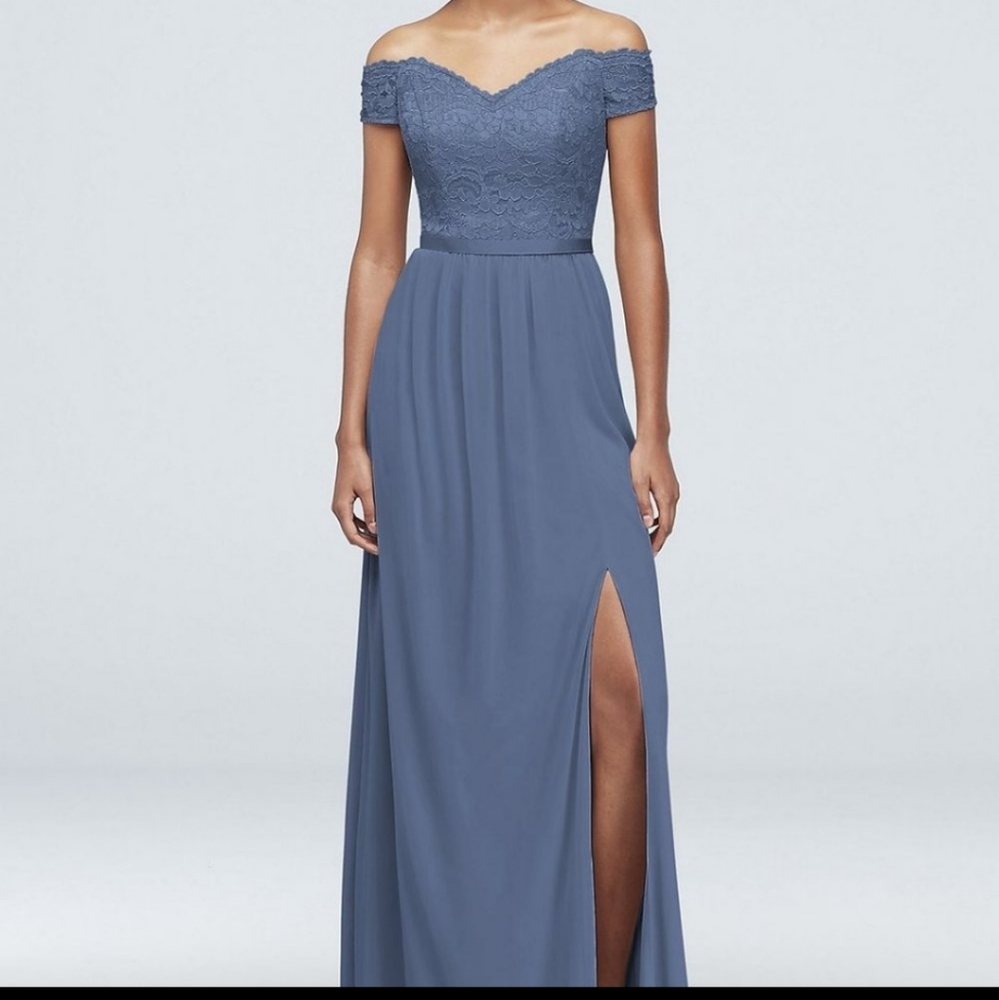 Davida Bridal F19950 Steel Blue sz 16